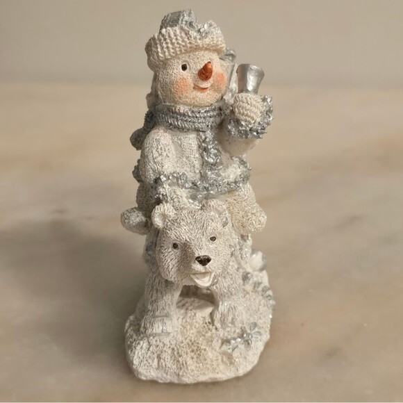 Snowmans Riding Polar Deer /Bear Resin Figurines Cornerstone Creations Vntg 2000 - Picture 8 of 12